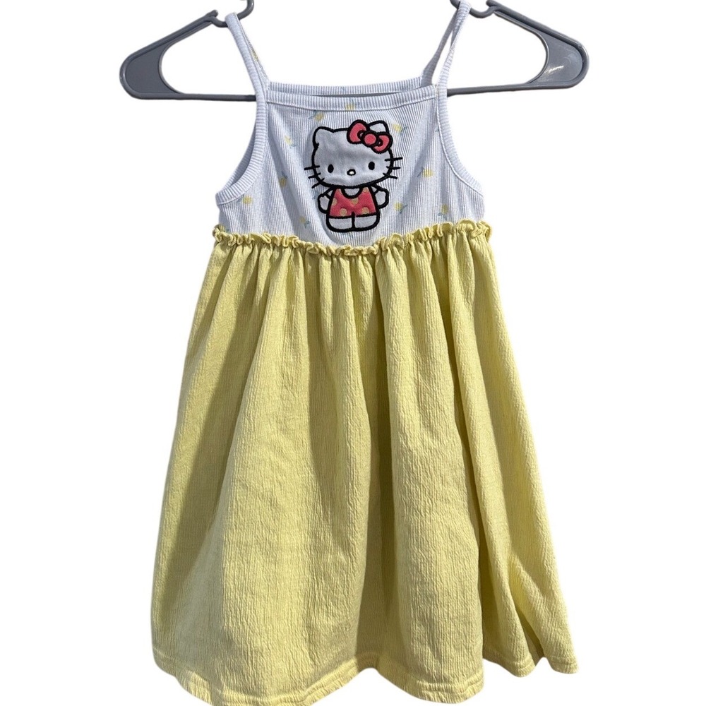 Hello Kitty Sanrio Girls Yellow‎ Lemon Ribbed Dress Size 6/6X Spaghetti Strap
